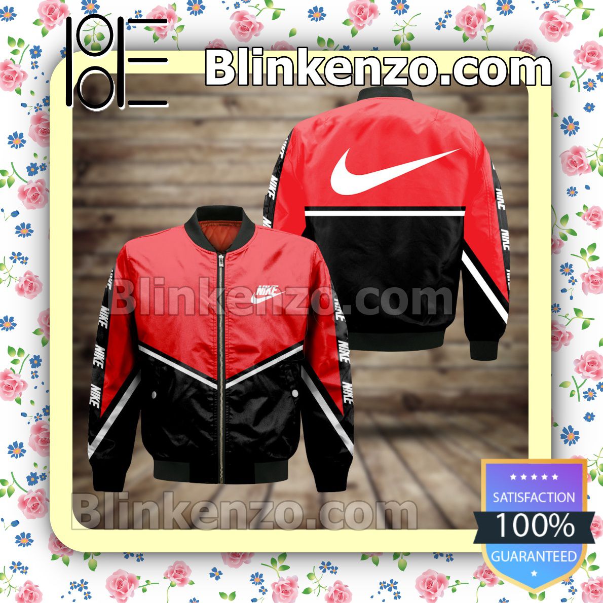 Nike Red And Black Military Jacket Sportwear