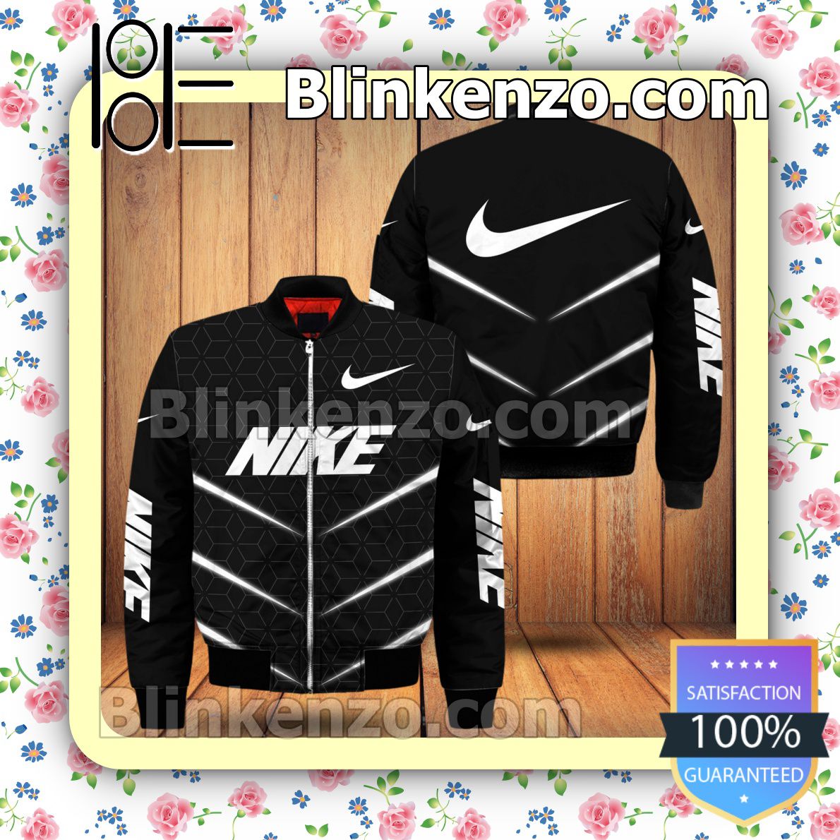 Nike White Brand Name And Logo Metro Rhombus Black Military Jacket Sportwear