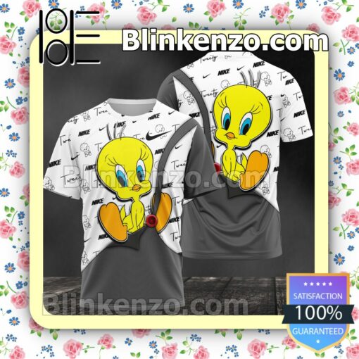 Nike With Tweety Bird White And Grey Brand Crewneck Tee