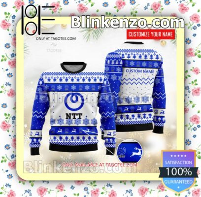Nippon Telegraph and Telephone Brand Print Christmas Sweater