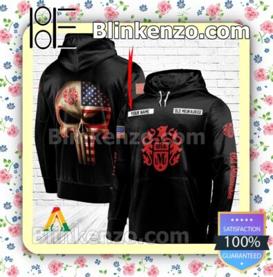 Old Milwaukee Beer Punisher Skull USA Flag Hoodie Shirt