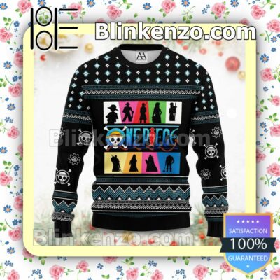One Piece Characters Silhouette Christmas Pullover Sweaters