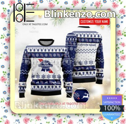 Pabst Blue Ribbon Brand Christmas Sweater