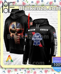Pabst Blue Ribbon Punisher Skull USA Flag Hoodie Shirt