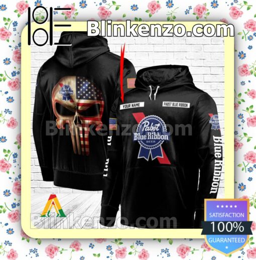 Pabst Blue Ribbon Punisher Skull USA Flag Hoodie Shirt