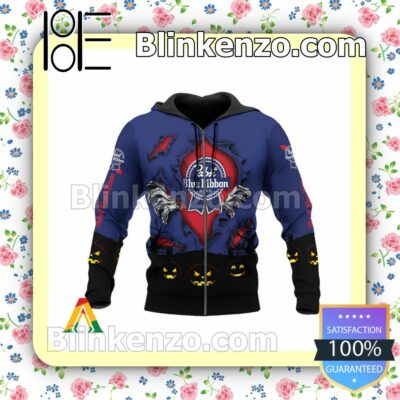 Pabst Blue Ribbon Scary Night Halloween 2022 Costume Hoodie a