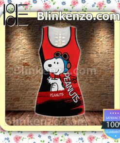 Peanuts Snoopy Black And Red Women Tank Top Pant Set e
