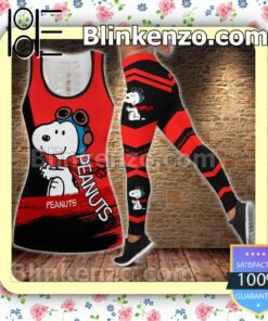 Peanuts Snoopy Black And Red Women Tank Top Pant Set f