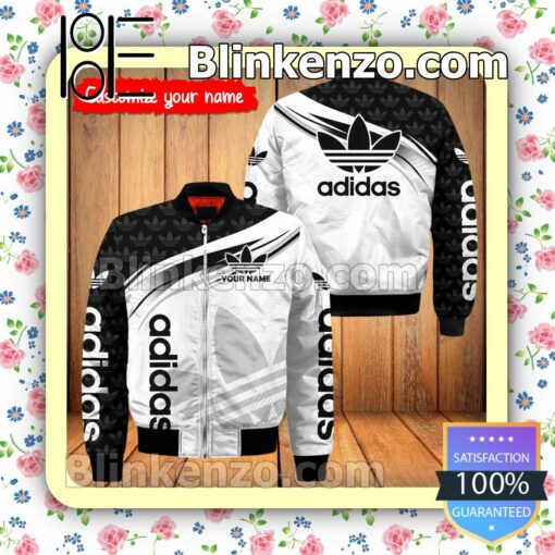 Personalized Adidas Brand Logo Print Black And White Military Jacket Sportwear