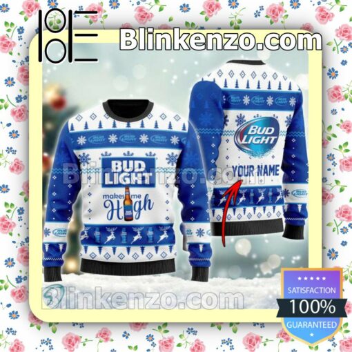Personalized Bud Light Make Me High Christmas Pullover Sweaters