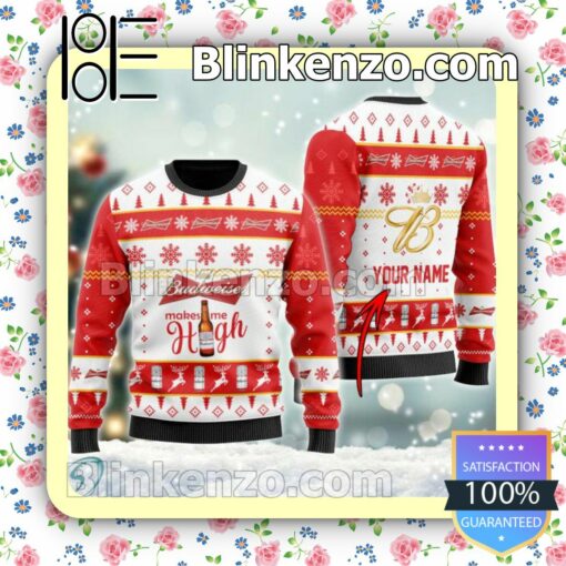 Personalized Budweiser Make Me High Christmas Pullover Sweaters