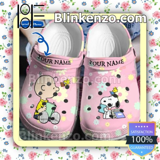 Personalized Charlie Brown And Snoopy Reading Books Halloween Clogs