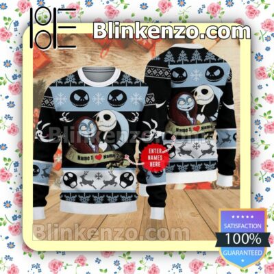 Personalized Couple Jack And Sally Christmas Pullover Sweatshirts