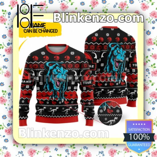 Personalized Dinosaur Christmas Pullover Sweaters
