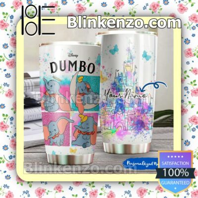 Personalized Disney Dumbo Castle Watercolor Travel Mug