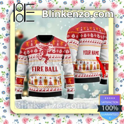 Personalized Fireball Whiskey Spirit Christmas Pullover Sweaters