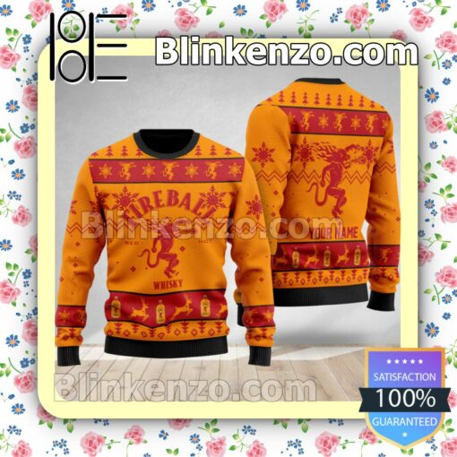 Personalized Fireball Whisky Christmas Pullover Sweaters