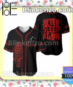 Personalized Freddy Krueger Never Sleep Again Short Sleeve Plain Button Down Baseball Jersey Team