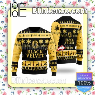 Personalized Funny Black Velvet Whisky Christmas Pullover Sweaters