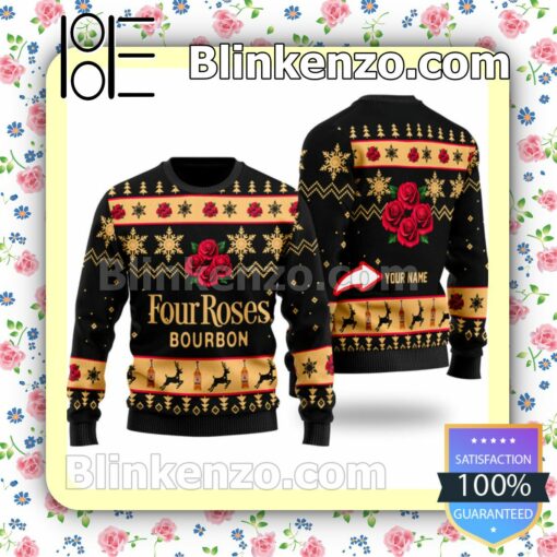 Personalized Funny Four Roses Bourbon Christmas Pullover Sweaters