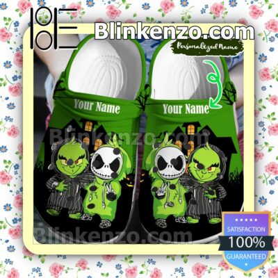 Personalized Grinch And Jack Skellington Halloween Clogs