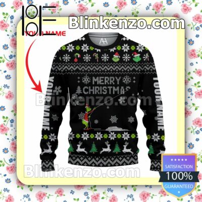 Personalized Grinch Stole Christmas Black Christmas Pullover Sweaters