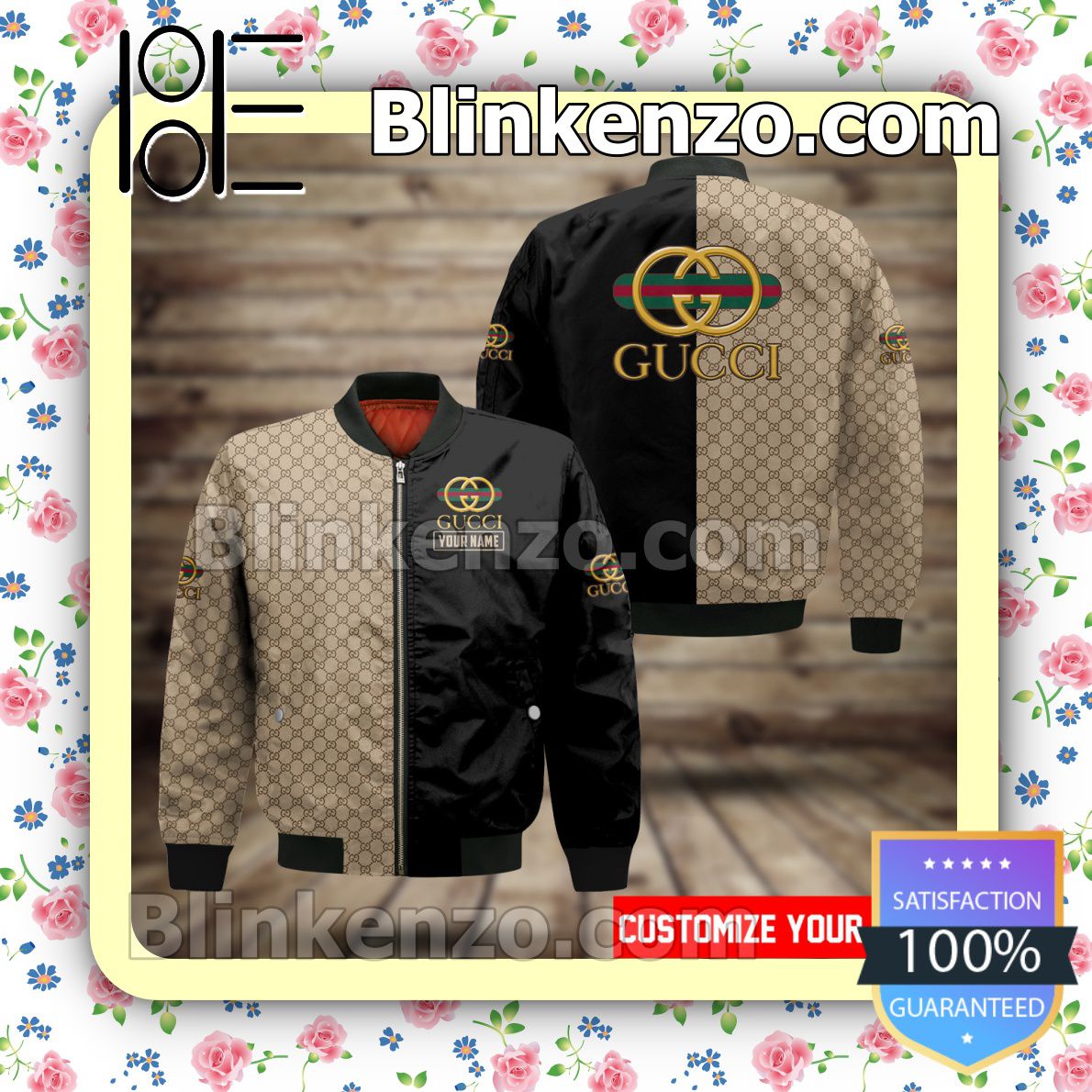 Personalized Gucci Monogram On Right Half Military Jacket Sportwear