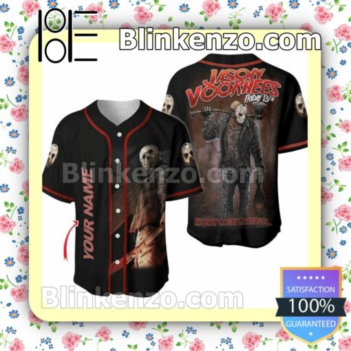 Personalized Horror Jason Voorhees Friday The 13th Short Sleeve Plain Button Down Baseball Jersey Team