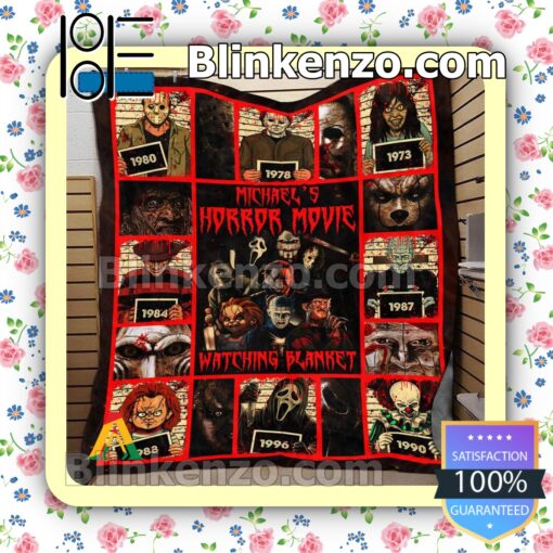 Personalized Horror Movie Characters Mugshot Halloween Quilted Blanket