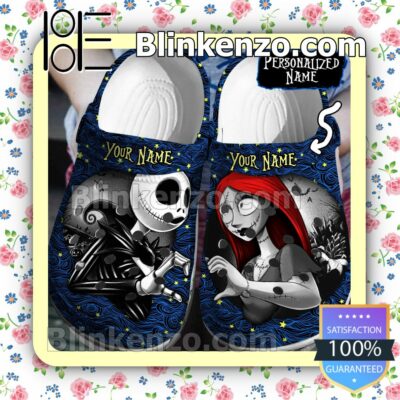 Personalized Jack And Sally Make A Heart Halloween Clogs