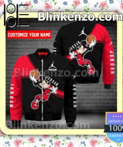 Personalized Jordan Mickey Mouse With Ball Black And Red Military Jacket Sportwear