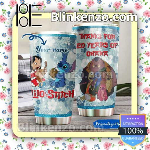 Personalized Lilo And Stitch Thanks For 20 Years Of Ohana Travel Mug