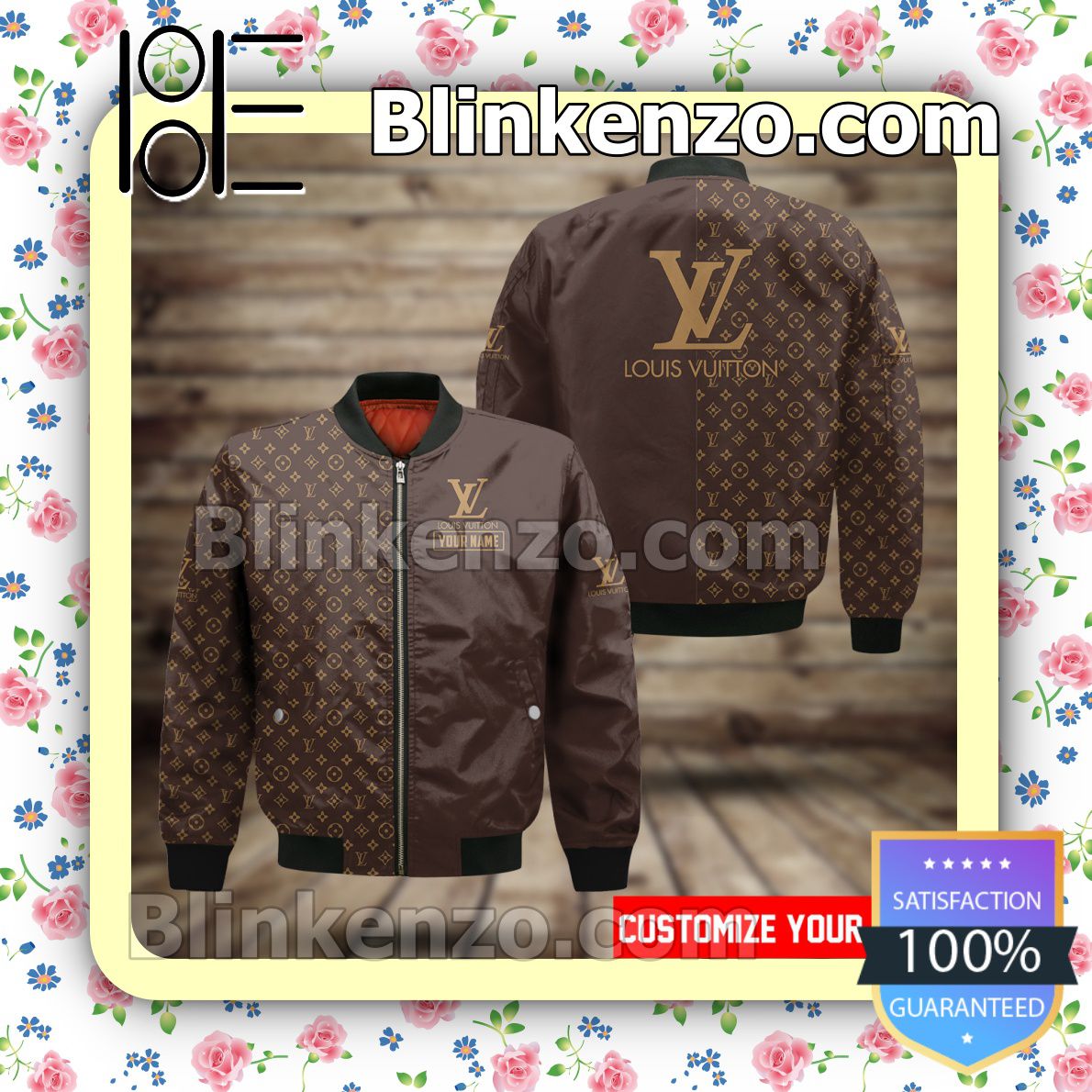 Personalized Louis Vuitton Half Monogram On The Right Dark Brown Military Jacket Sportwear