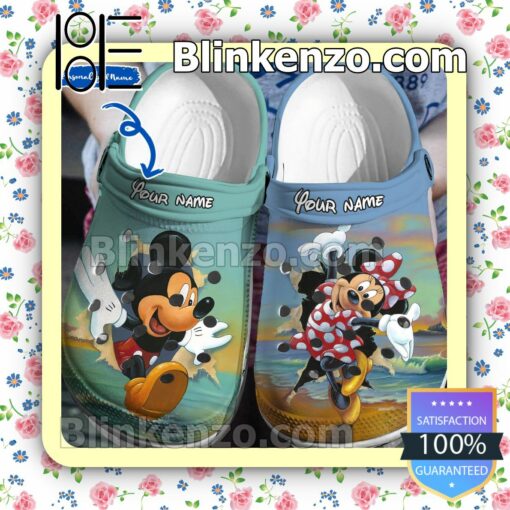 Personalized Mickey And Minnie Beach Halloween Clogs