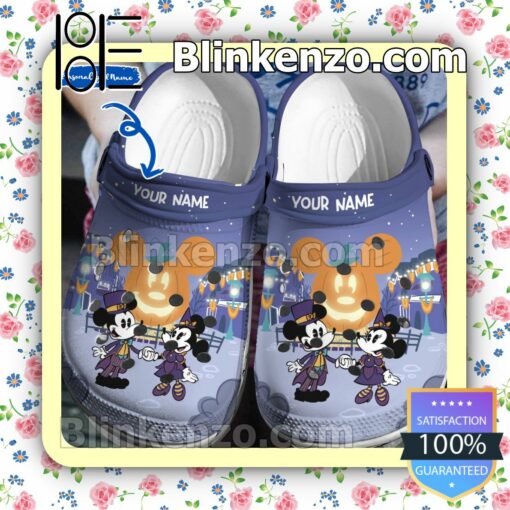 Personalized Mickey And Minnie Halloween Pumpkin Halloween Clogs