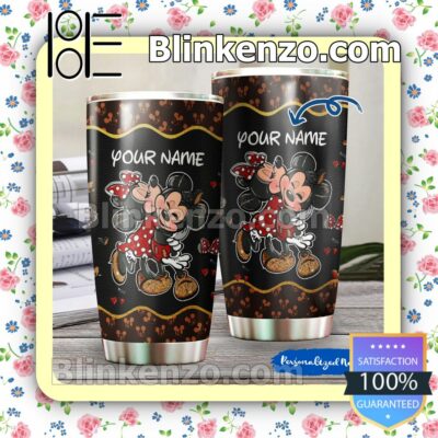Personalized Mickey And Minnie Hugging Travel Mug