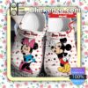 Personalized Mickey And Minnie Kiss Pink White Stripe Halloween Clogs