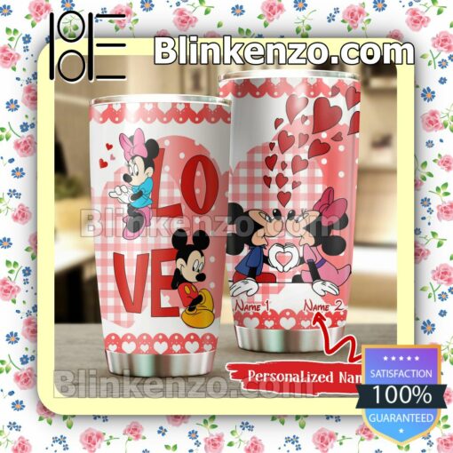 Personalized Mickey And Minnie Love Couple Travel Mug