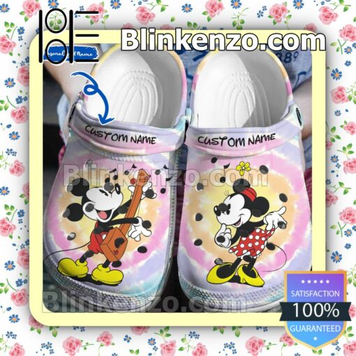 Personalized Mickey And Minnie Music Tie Dye Halloween Clogs