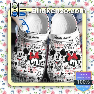 Personalized Mickey And Minnie Never Grow Up Halloween Clogs