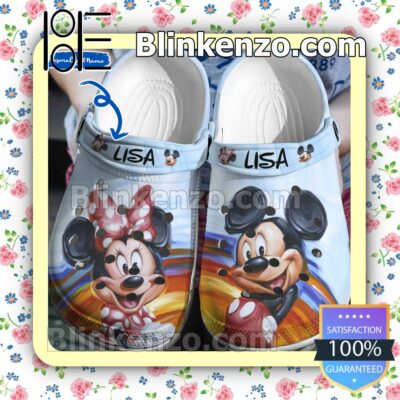 Personalized Mickey And Minnie Rainbow Halloween Clogs