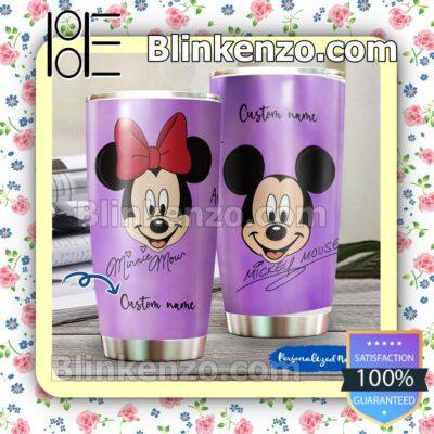 Personalized Mickey And Minnie Signatures Travel Mug