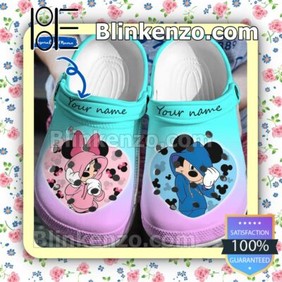 Personalized Mickey And Minnie Wearing Hoodie Gradient Halloween Clogs