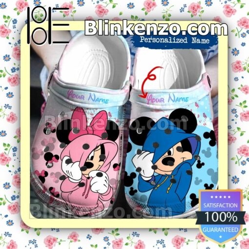 Personalized Mickey And Minnie Wearing Hoodie Halloween Clogs