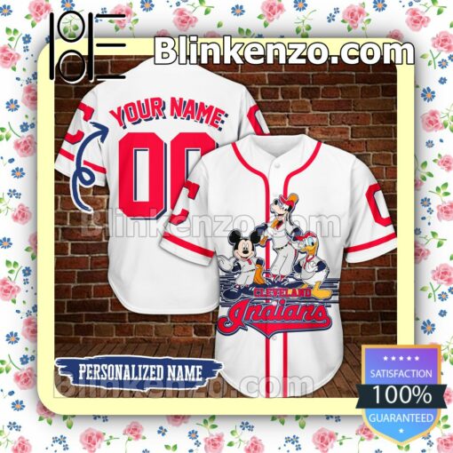 Personalized Mickey Donald Goofy Cleveland Indians Hip Hop Short Sleeves