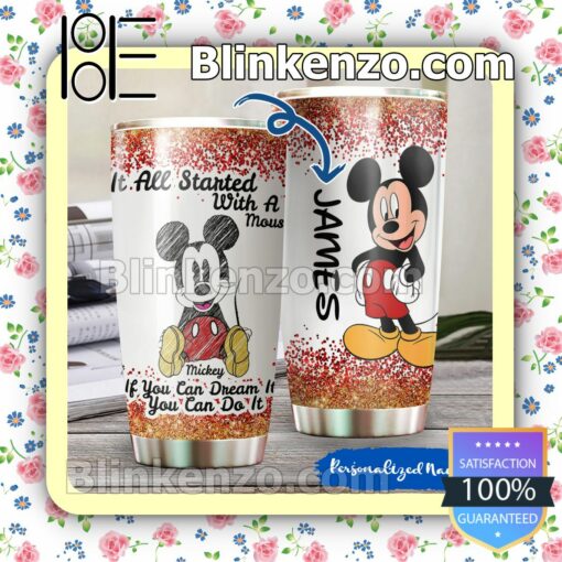 Personalized Mickey Mouse It All Started With A Mouse Travel Mug