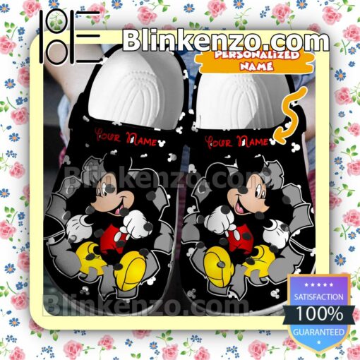Personalized Mickey Mouse Torn Paper Black Halloween Clogs