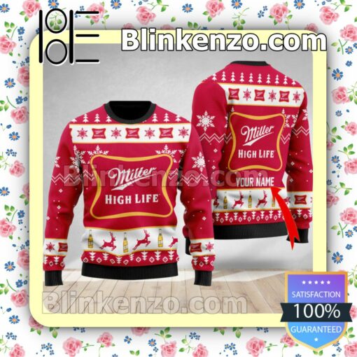 Personalized Miller High Life Christmas Pullover Sweaters