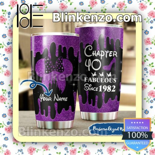 Personalized Minnie Glitter Chapter 40 Fabulous Since 1982 Travel Mug
