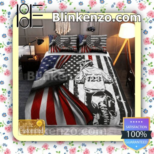 Personalized Motocross American Flag Bedding Comforter Set c